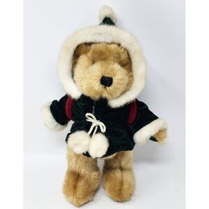 Engagement Godiva 2002 Holiday‎ Christmas Plush Bear Green Velvet Coat Red Bag